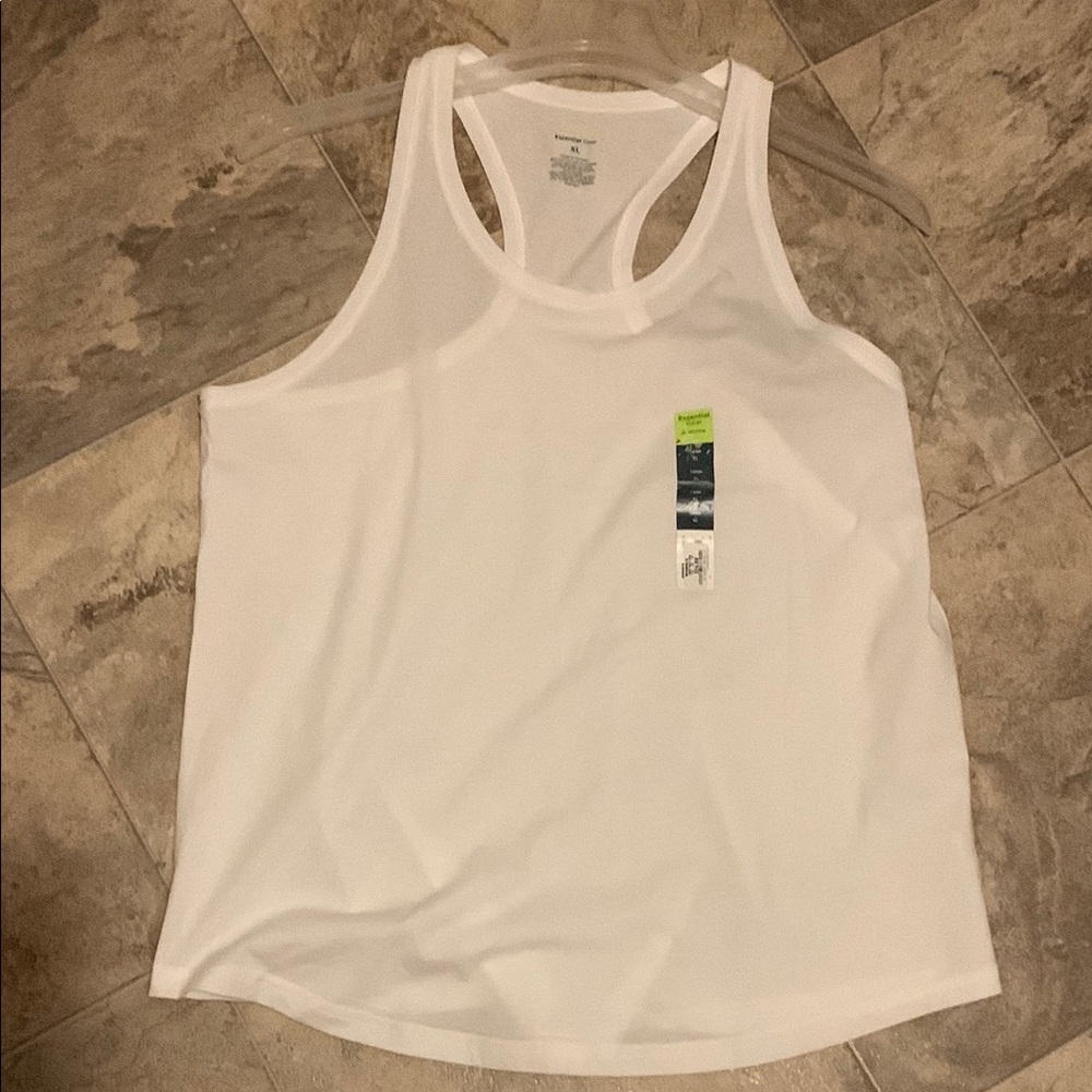 NWT TEK-GEAR ESSENTIAL GEAR White Racerback Tank Top